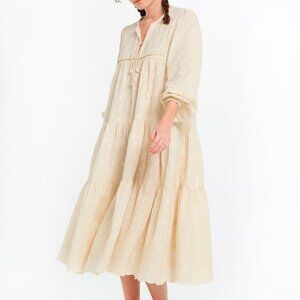 MATTA NY Yamini Embroidered Dress Off-White Moon XL